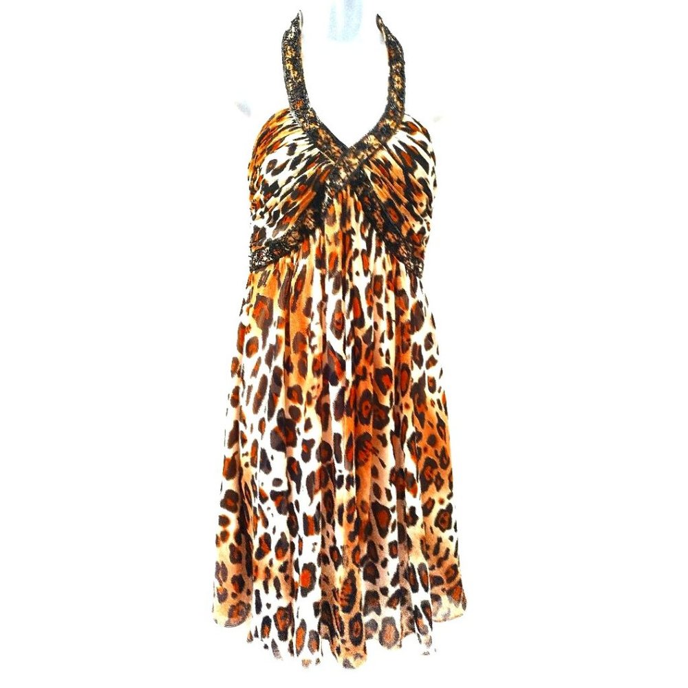 JS Boutique - Leopard Print Halter Cocktail Dress